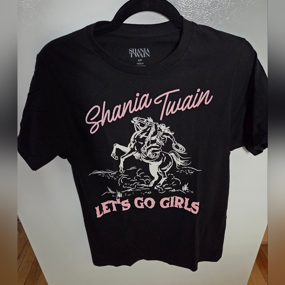 Shania Twain "Let's Go Girls" Graphic Tee - Black with Pink & White Print